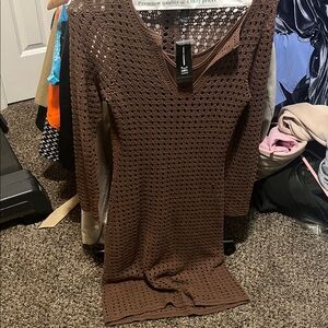 INC International Concepts Brown Crochet dress